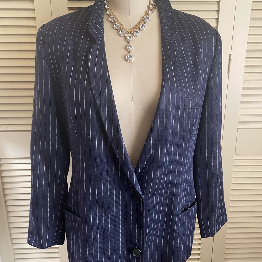 Giorgio Armani linen pinstripe blazers
